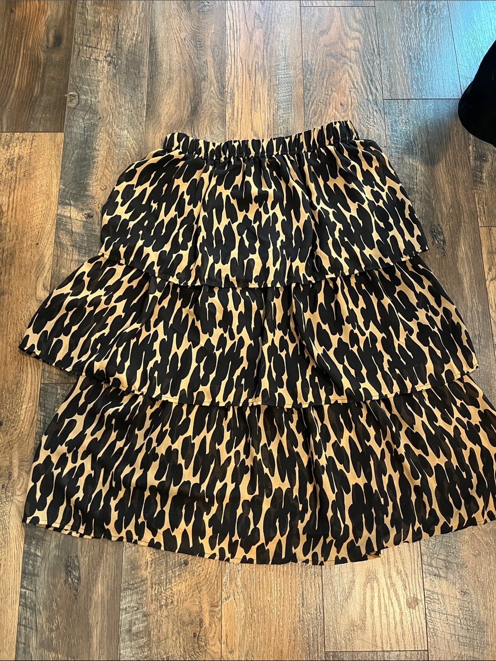 Mud Pie Tiered Leopard-Print Skirt in Tan and Black